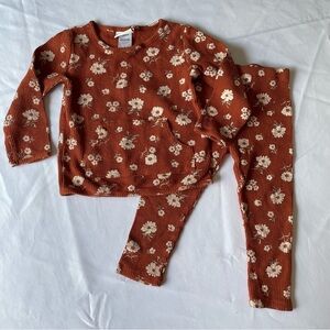Nicole Miller Floral long Sleeve / Pant Set Size 2t color : Rusty Brown Cream